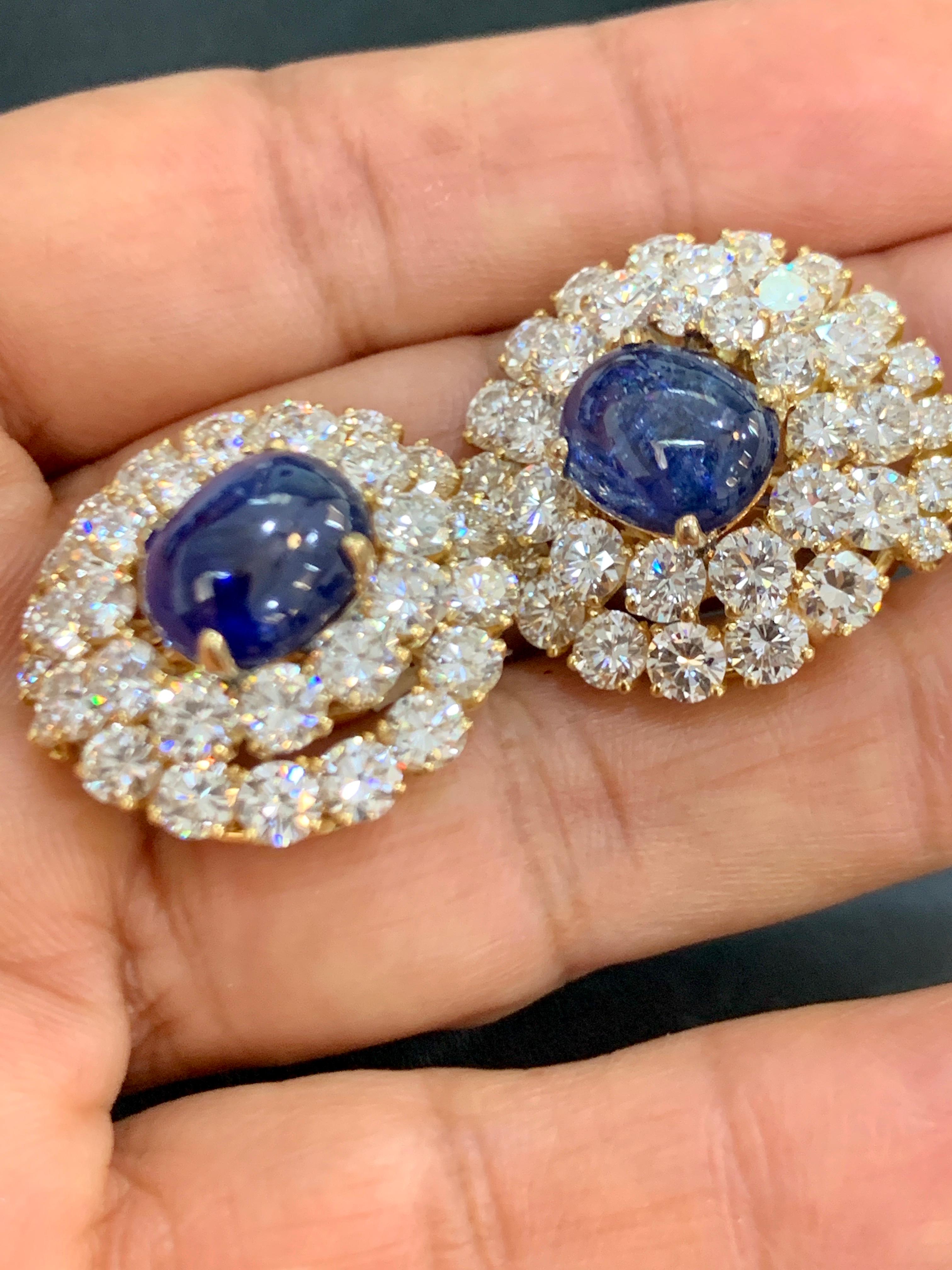 Chantecler 12 Ct Sapphire 22 Ct Diamond VS/E-F Color  Ring & Earring Set 18 KYG For Sale 1