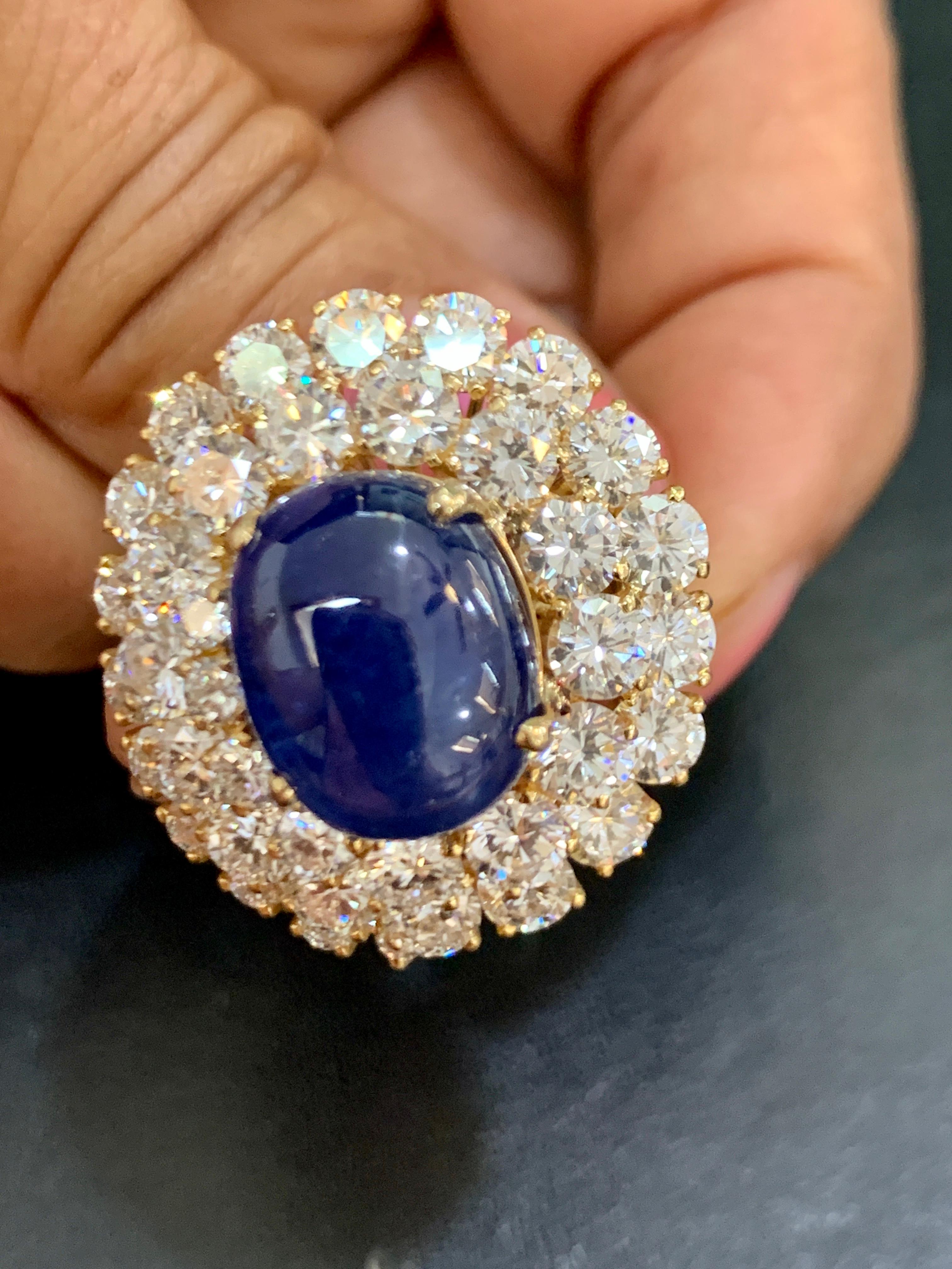 Chantecler 12 Ct Sapphire 22 Ct Diamond VS/E-F Color  Ring & Earring Set 18 KYG For Sale 2