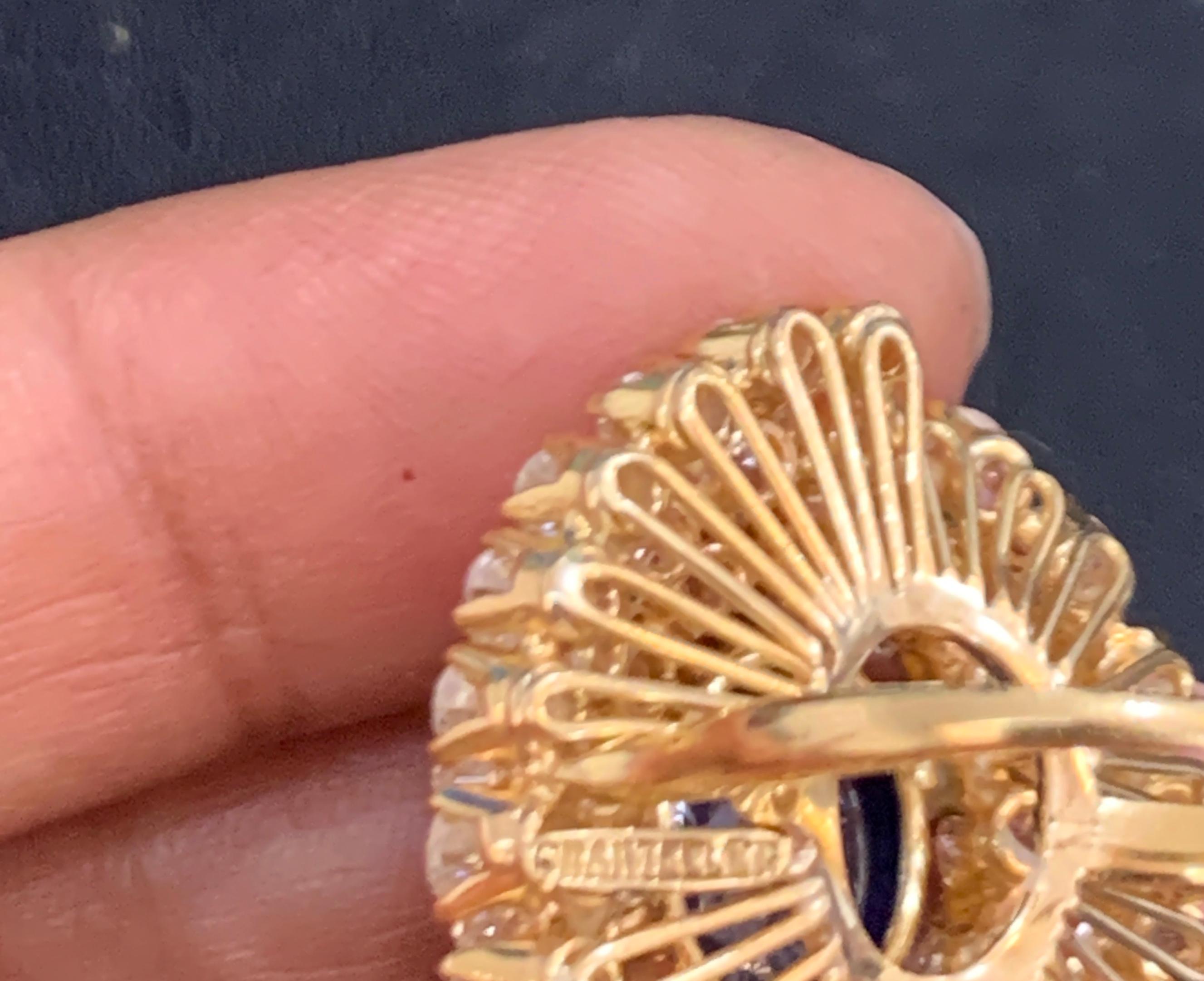 Chantecler Saphir 12 Ct et 22 Ct Couleur VS/E-F  Ensemble bague et boucle d'oreille 18 KYG en vente 10