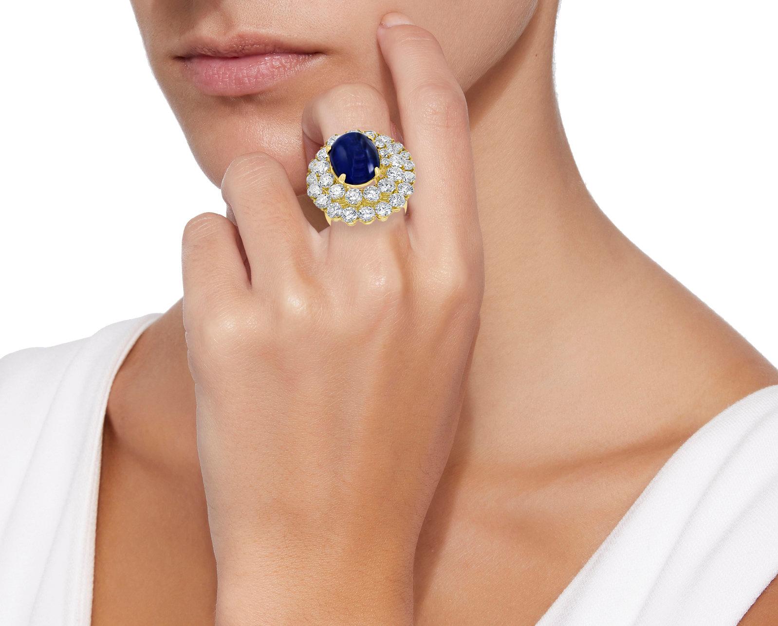 Chantecler Saphir 12 Ct et 22 Ct Couleur VS/E-F  Ensemble bague et boucle d'oreille 18 KYG en vente 3
