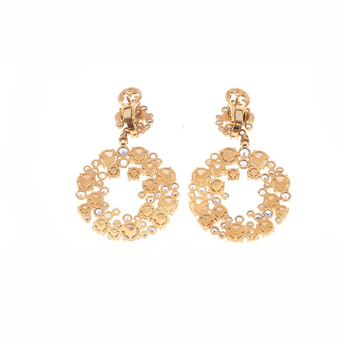 Chantecler 18 kt Gold White Coral Labradorite Sapphire Diamonds Earrings