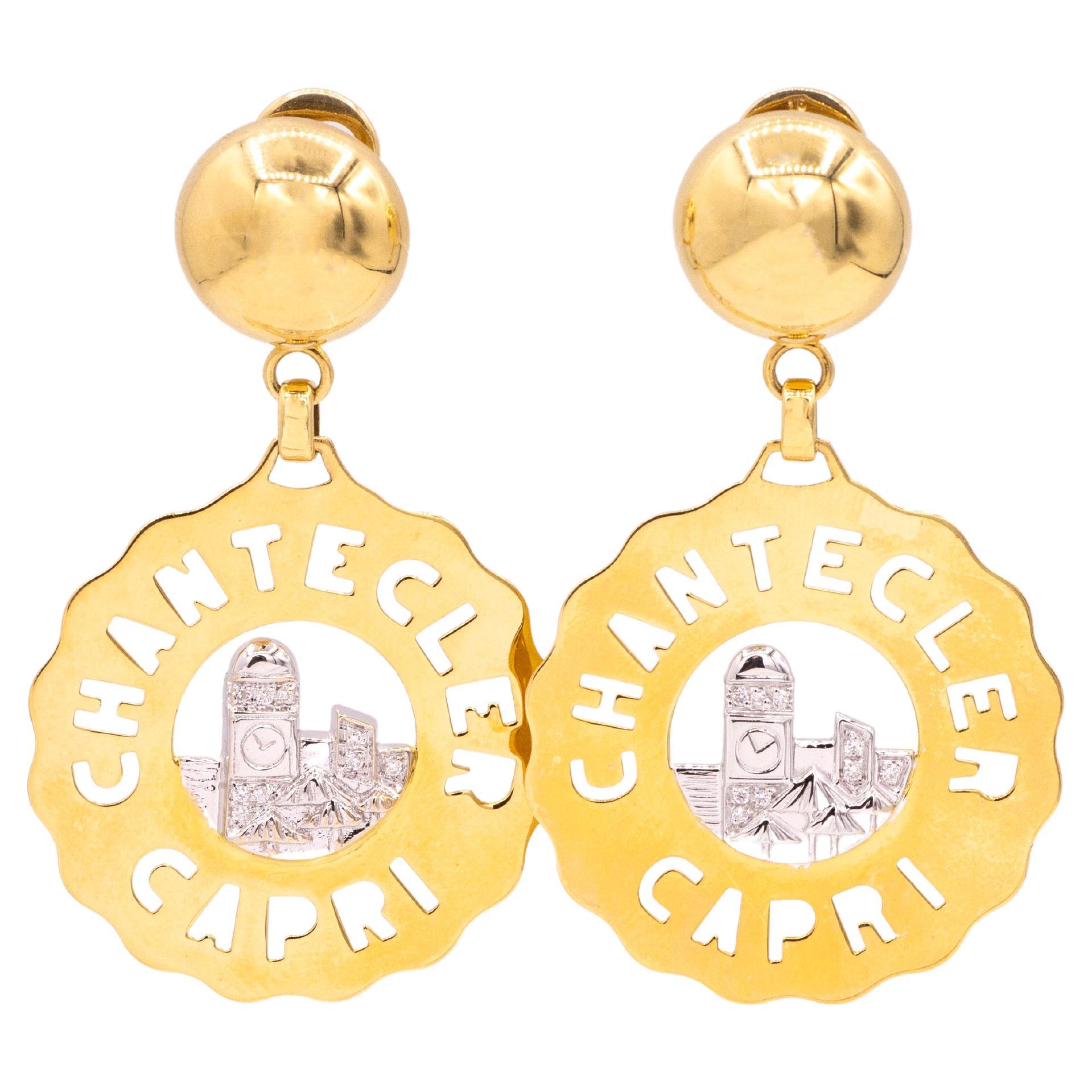 Chantecler 18k Gold Piazzetta Earrings For Sale at 1stDibs