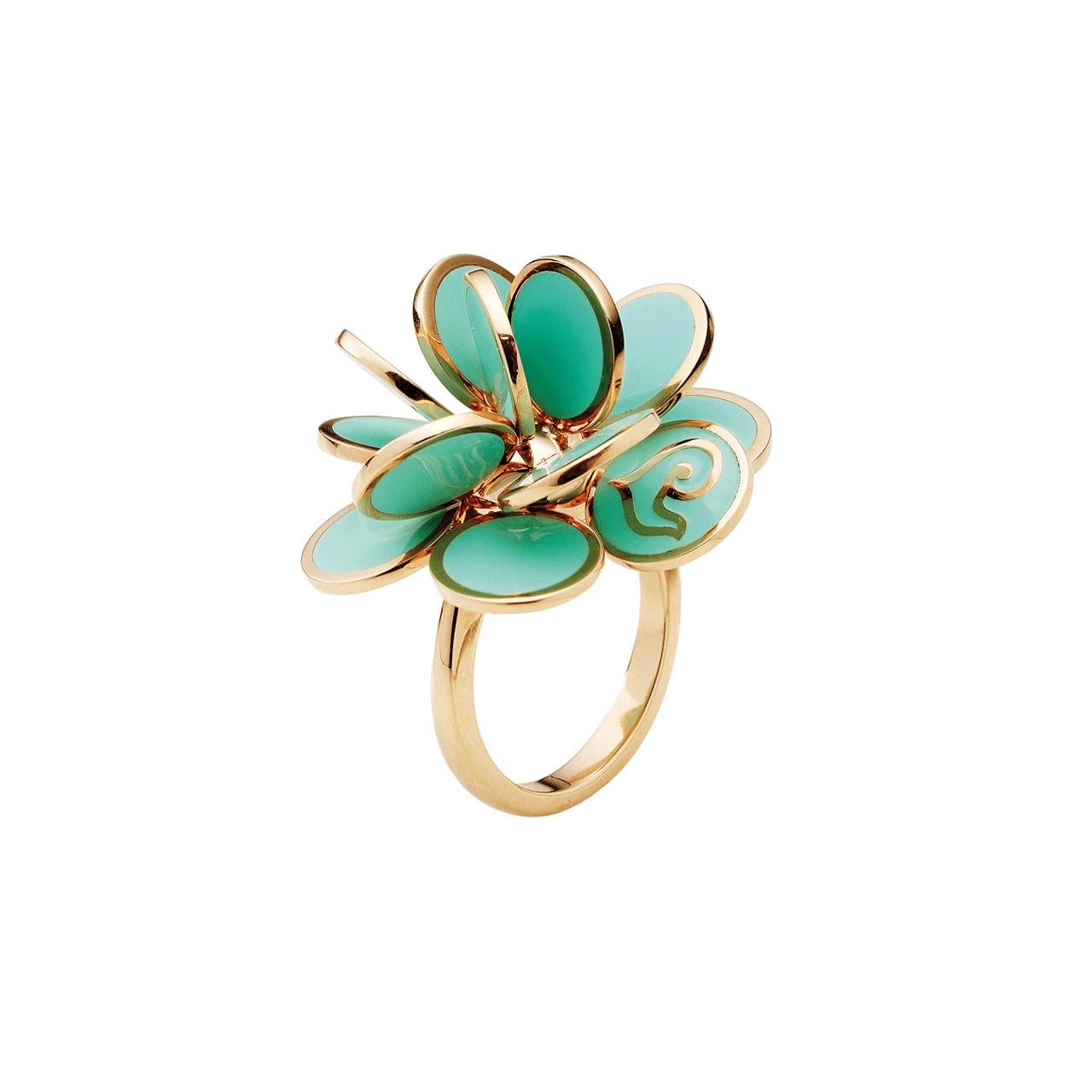 Chantecler 18 Karat Pailettes Aqua Ring In New Condition For Sale In Princeton, NJ