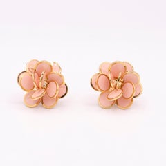Pendientes Chantecler 18k Pailettes Esmalte Rosa