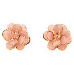 Chantecler 18k Pailettes Pink Enamel Earrings