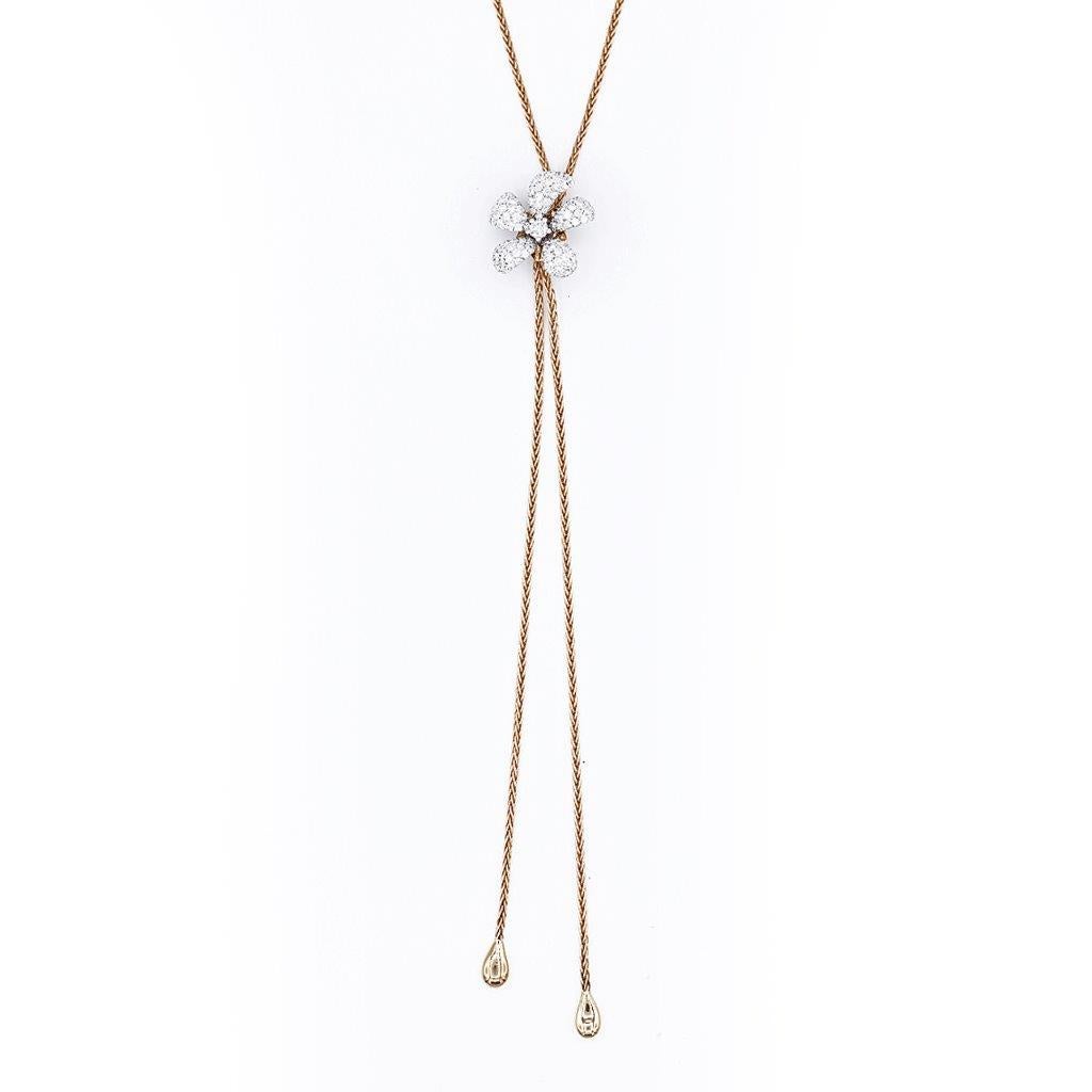 Contemporary Chantecler 18k Rose Gold and Diamond Flower Necklace, Exclusively at Hamilton Je