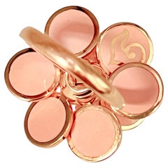Chantecler 18k Rose Gold Pink Enamel Paillettes Ring