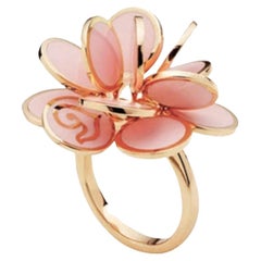 Chantecler 18k Rose Gold Pink Enamel Paillettes Ring