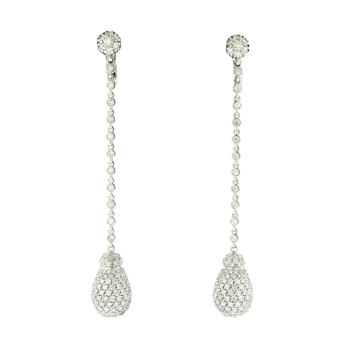 Fabergé Essence White Gold Diamond Pavé Spiral Egg Drop Earrings For ...