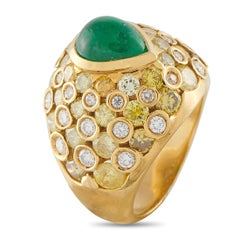 Anello Chantecler in oro giallo 18 carati con diamante e smeraldo da 3,0 carati CH29-121525