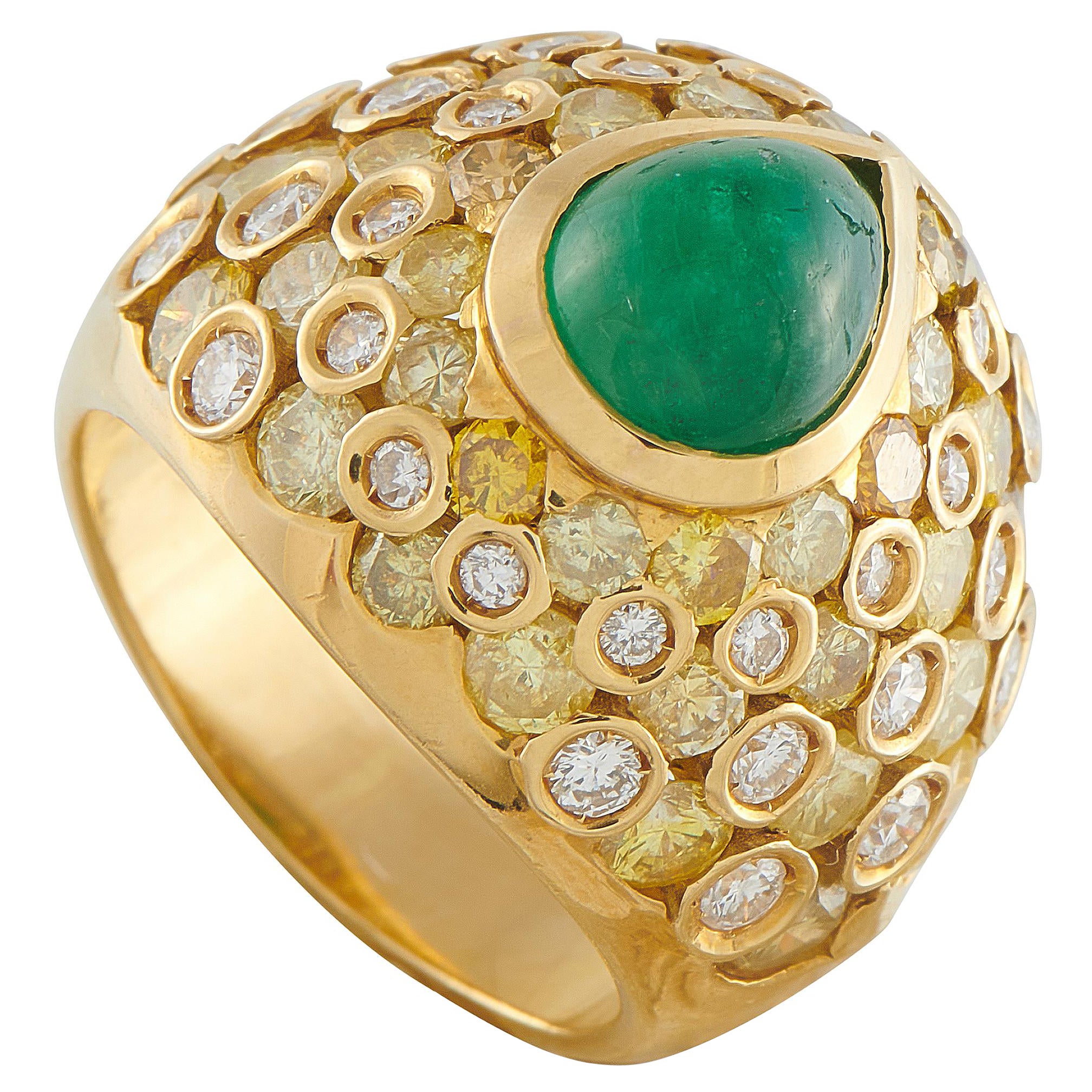 CHANTECLER 18K Gelbgold 3,0ct Diamant und Smaragd Ring CH29-121525 im Angebot