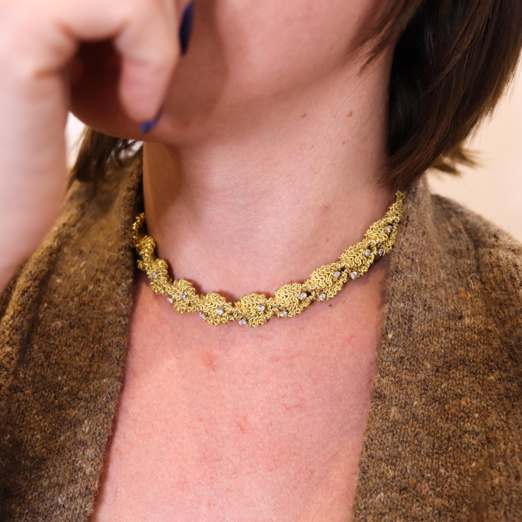 Chantecler 1960 Textured Twisted Necklace In 18Kt Gold With 5.15 Ctw In Diamonds 1