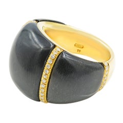 Chantecler Anello a forma di cupola con diamante di onice nero in oro giallo 18k 0,50cttw Misura 6,5