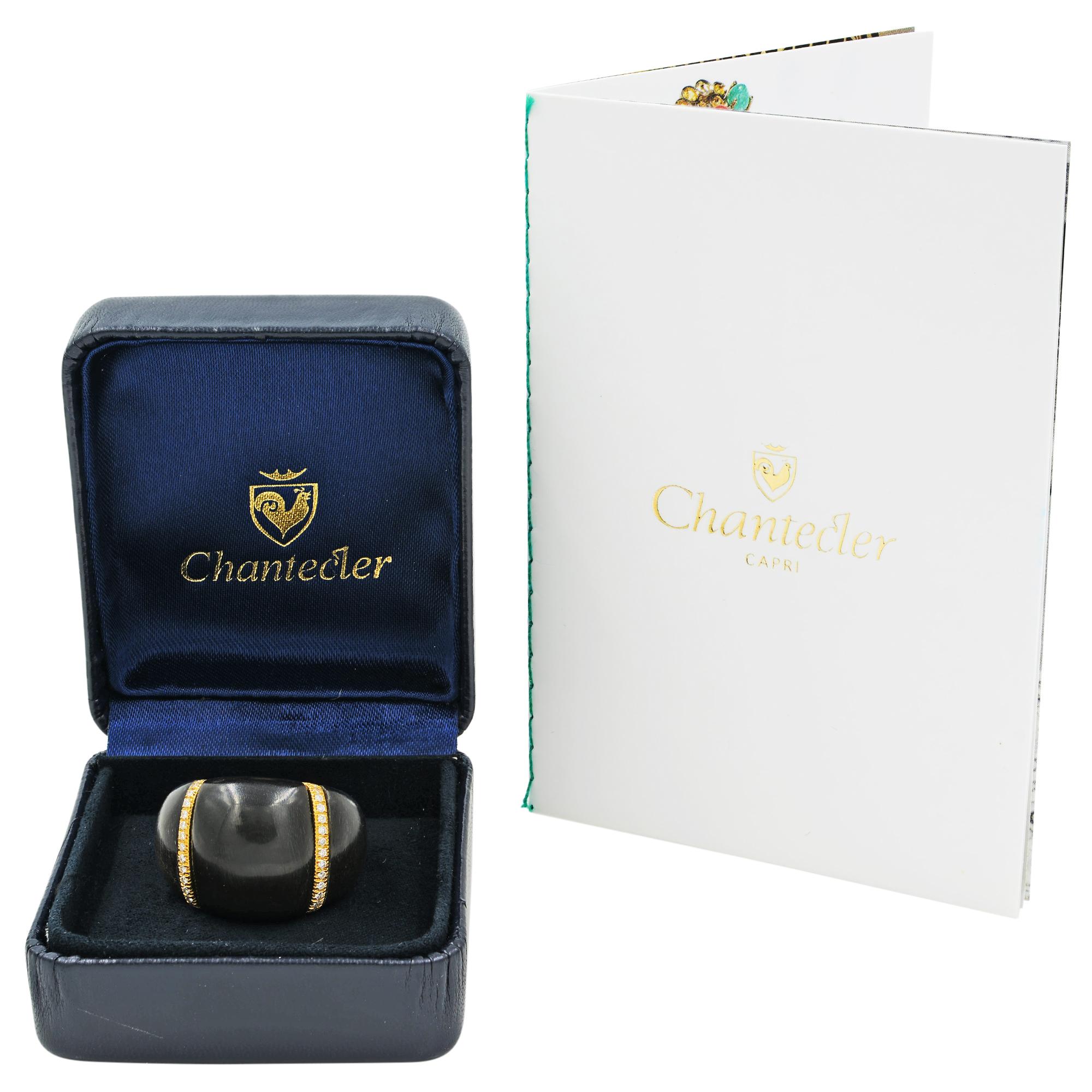 Chantecler Black Onyx Diamond Dome Shaped Ring 18k Yellow Gold 0.50cttw Size 6.5 In New Condition For Sale In New York, NY
