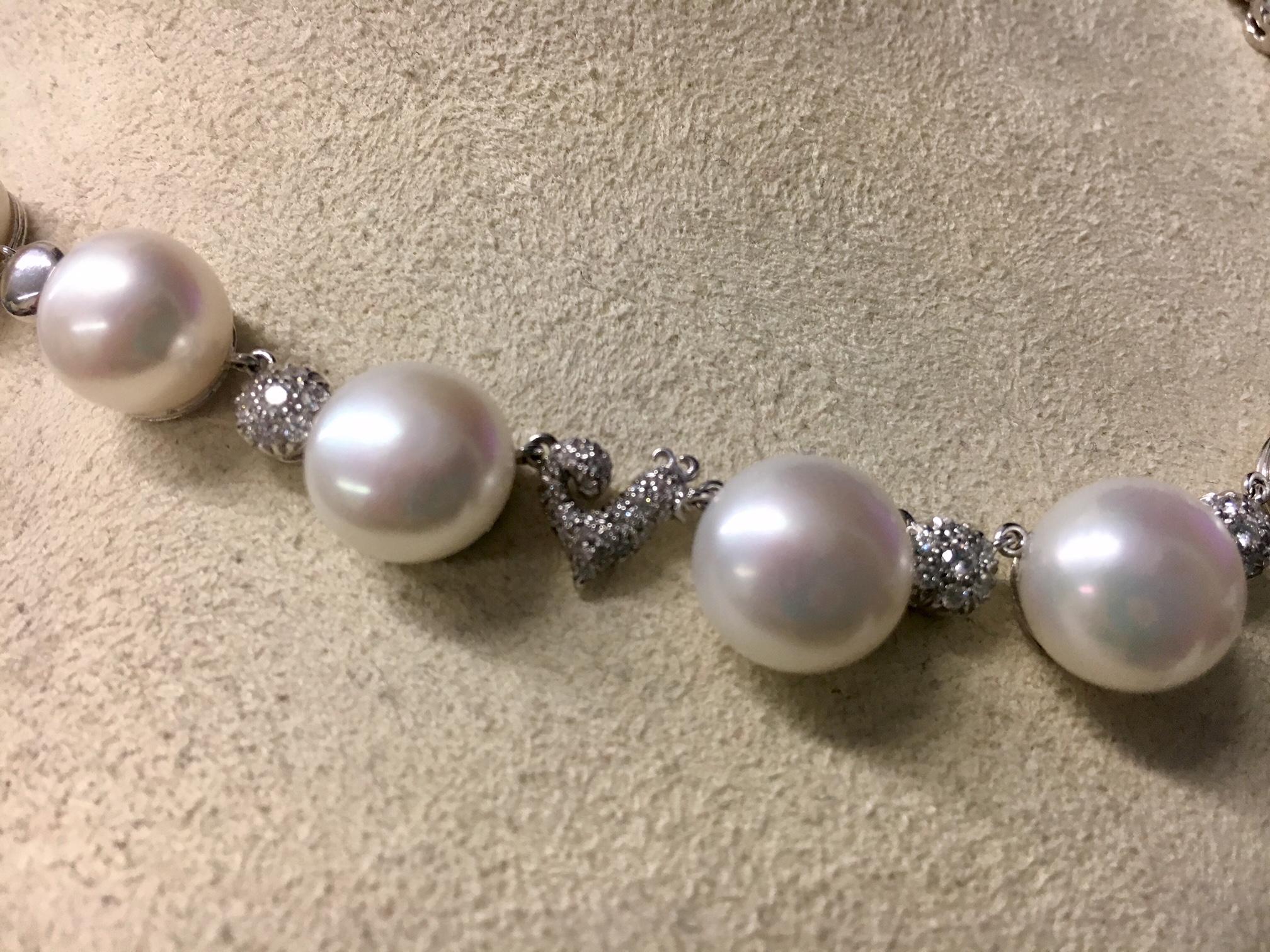 Contemporary Chantecler Bon Bon Pearl and Diamond Necklace