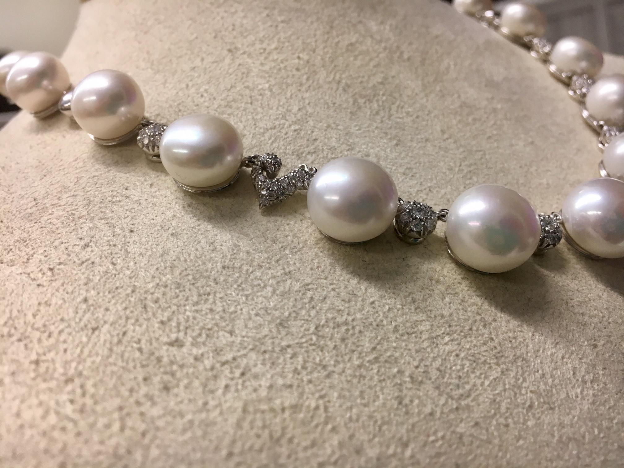 Chantecler Bon Bon Pearl and Diamond Necklace In New Condition In Princeton, NJ