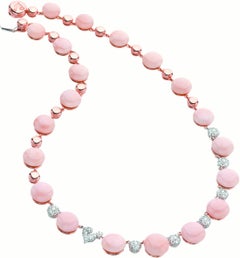 Chantecler Bon Bon Pink Coral and Diamond Necklace