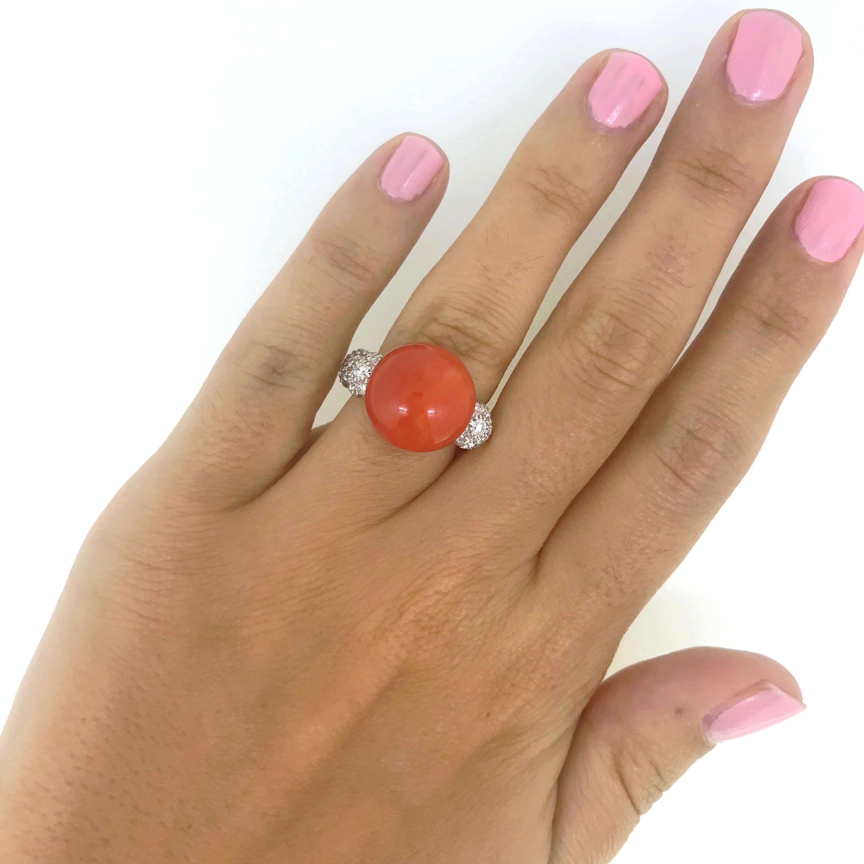 Chantecler Capri Bon Bon White Rose Gold Red Coral Diamonds Ring In Excellent Condition In London, GB