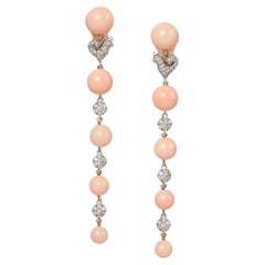 Chantecler Capri Coral Diamond Long Drop Earrings in 18K Gold Chantecler Capri Coral Diamond Long Drop Earrings in 18K Gold