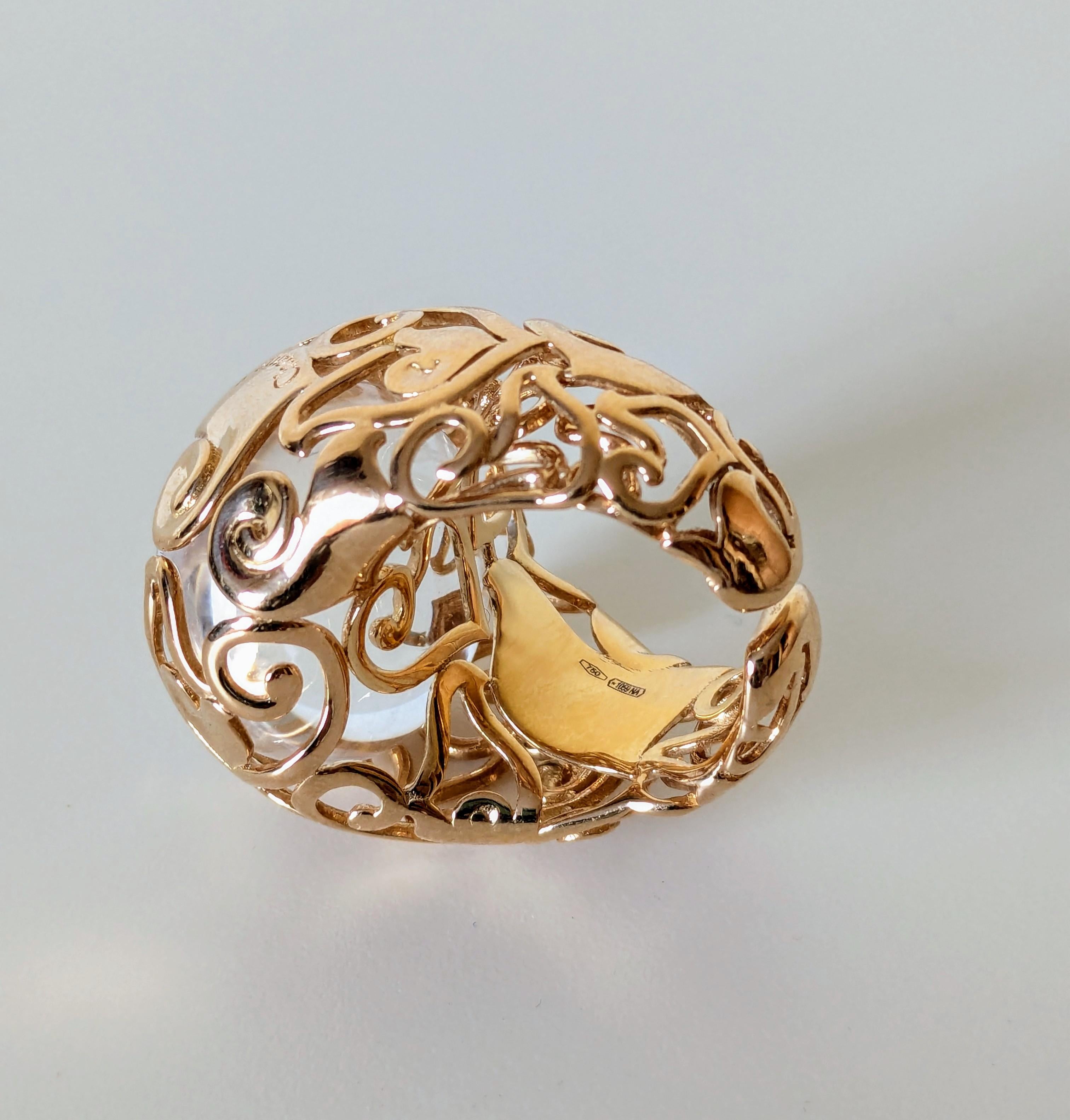 Taglio baguette Anello Chantecler Capri Heart -Gallo-Rooster in oro rosa 18k con diamanti in vendita