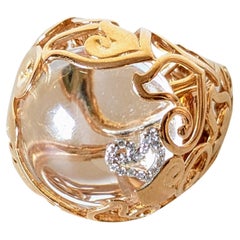 Chantecler Capri Corazón -Gallo-Rooster Anillo de oro rosa de 18 quilates con diamantes