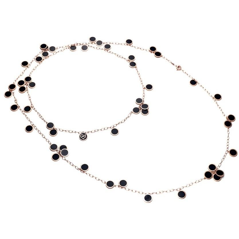 Contemporain Chantecler Capri Collier long en or rose 18 carats et émail noir en vente