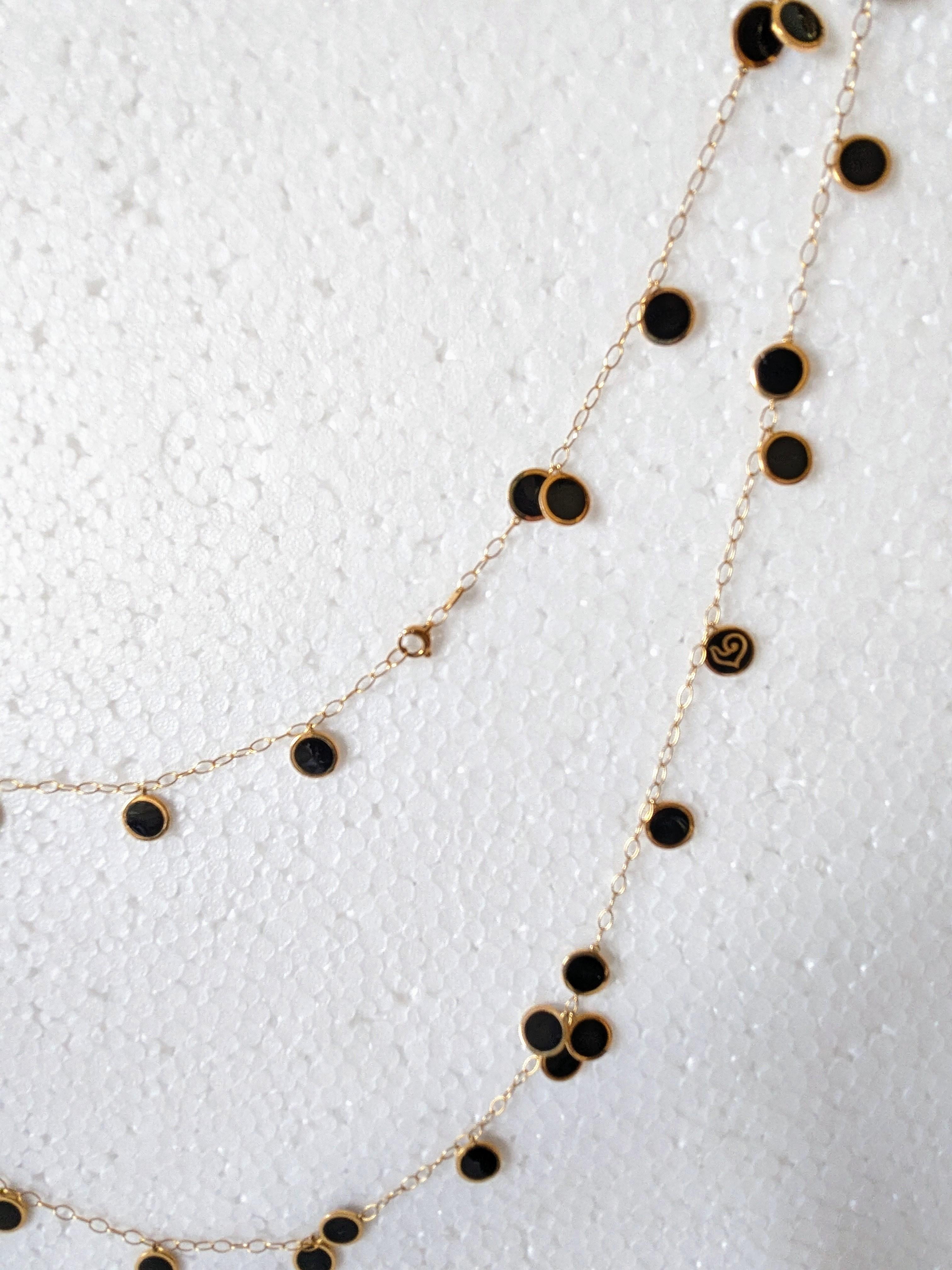 Taille brillant Chantecler Capri Collier long en or rose 18 carats et émail noir en vente