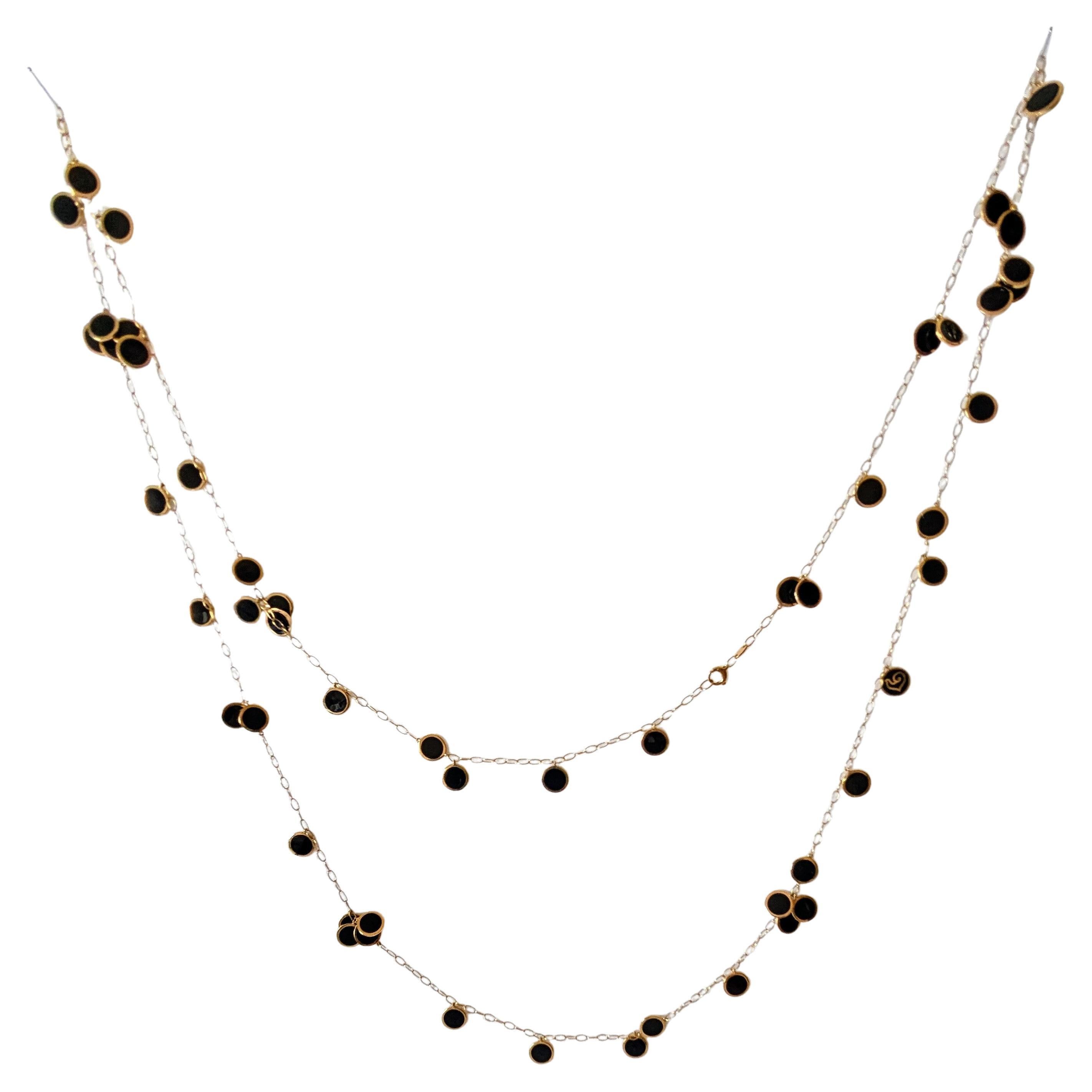 Chantecler Capri Collier long en or rose 18 carats et émail noir en vente