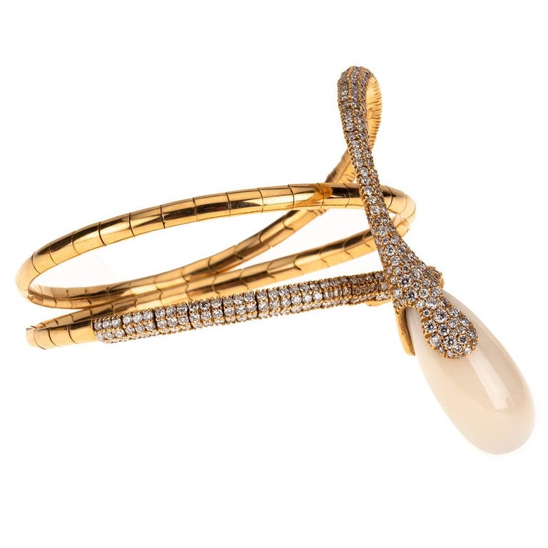 Chantecler Capri Rose Gold White Agate Diamonds Bracelet For Sale At 1stdibs