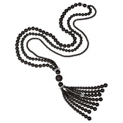 Chantecler Cherie Black Onyx and Diamond Tassel Necklace