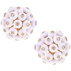 Chantecler Dandelion 18 Karat Gold and Kogolong Earrings with Diamonds