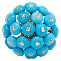 Chantecler Dandelion 18 Karat Gold and Turquoise Ring