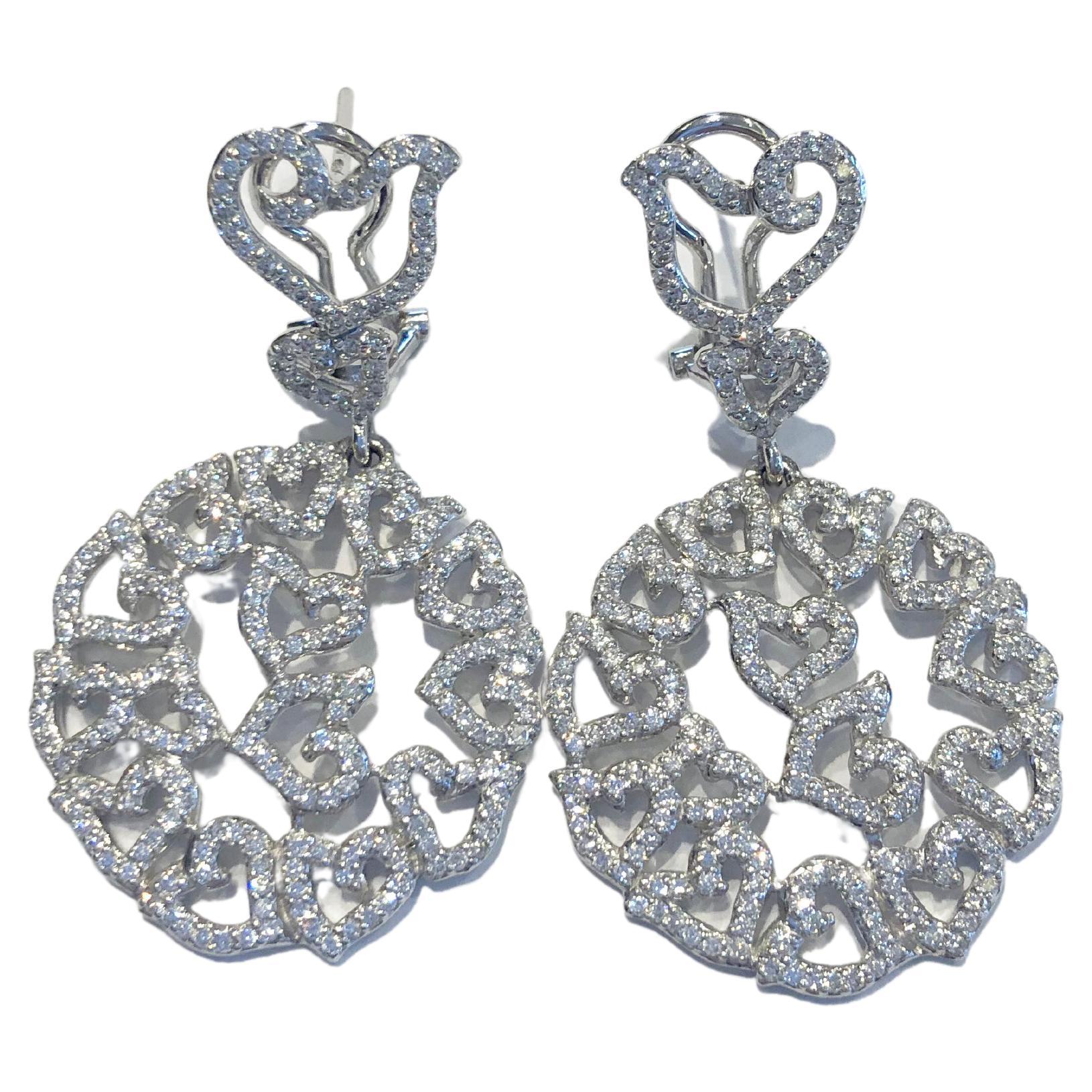 Chantecler Diamour Pavé of Diamonds 18kt White Gold Chandelier Earrings For Sale