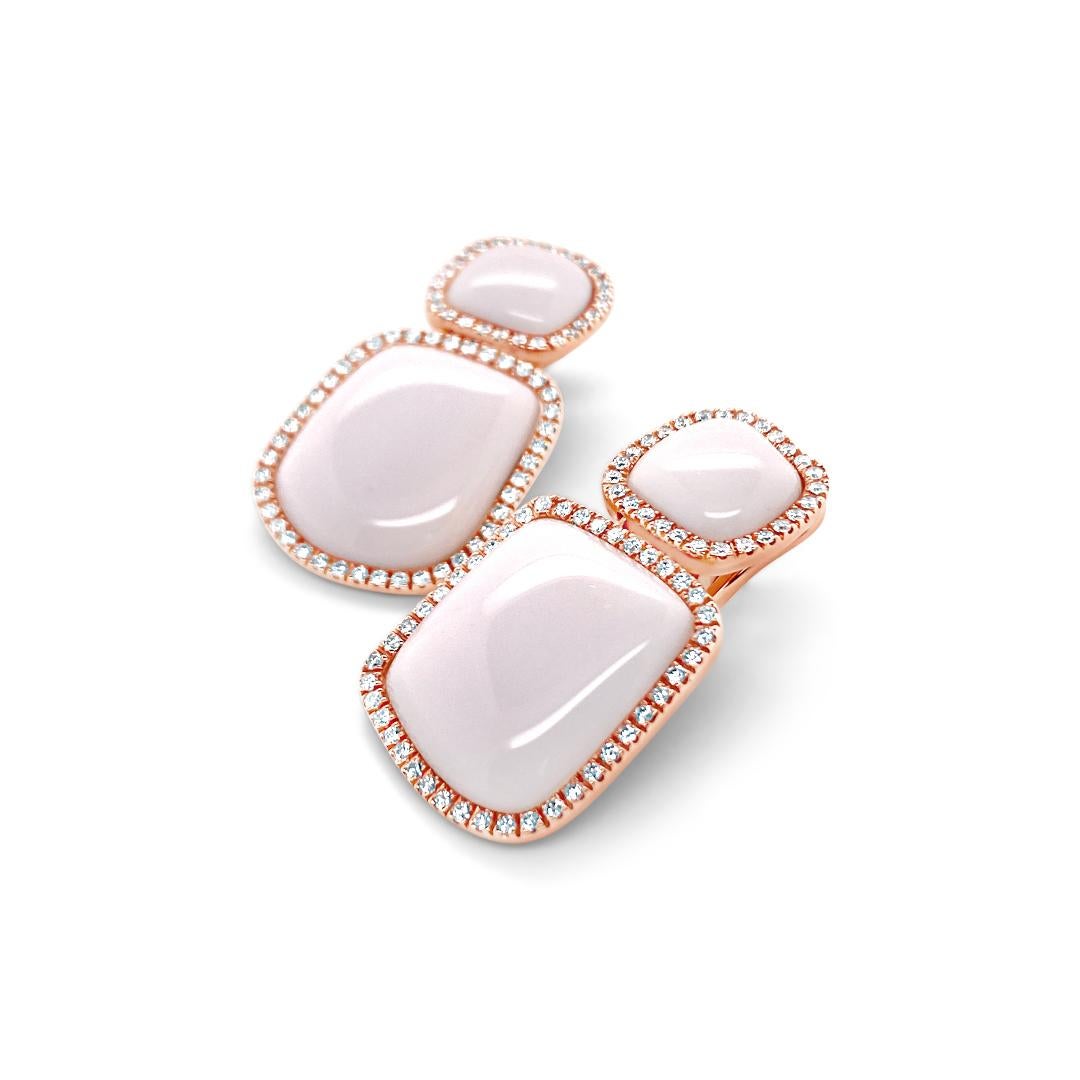 Kogolong and 1.05 Carat (total weight) Diamond Earrings in 18K Rose Gold in style 'Enchanté' by Italian jeweler Chantecler.  Kogolong is a precious stone that takes its name from the 