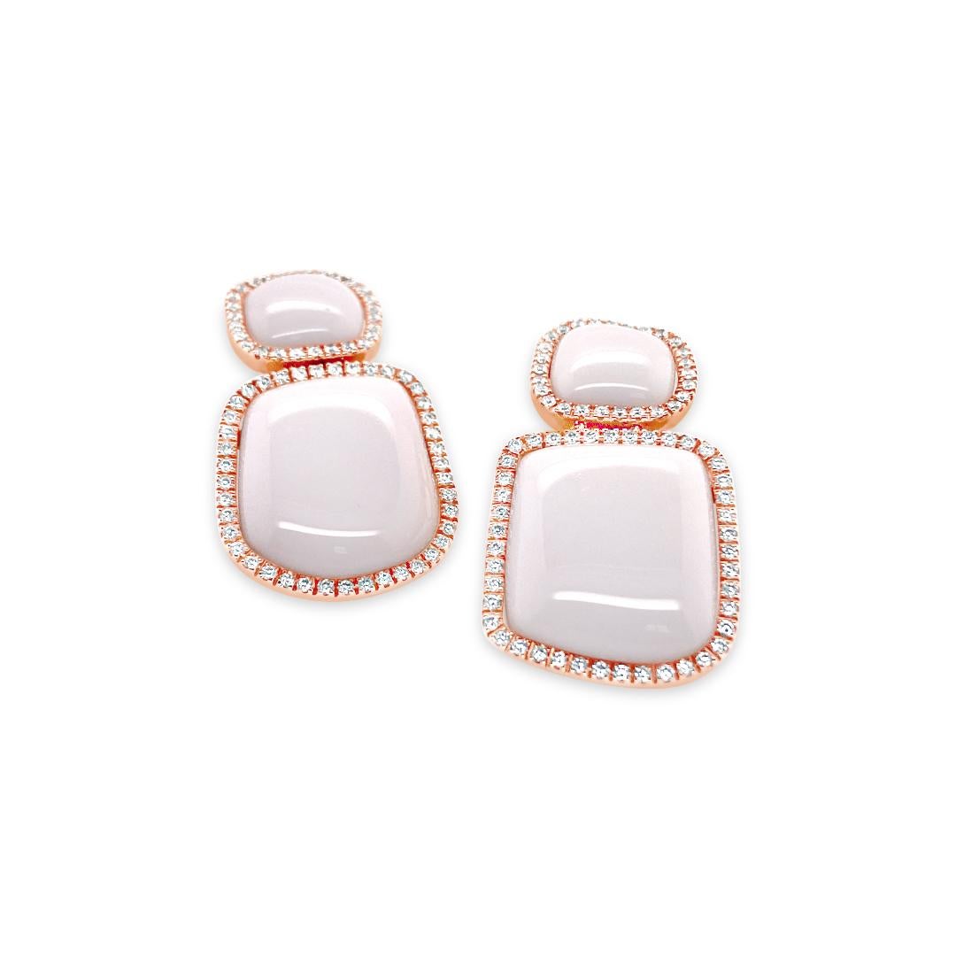 Modern Chantecler Enchanté Kogolong and Diamond 18 Karat Rose Gold Drop Earrings