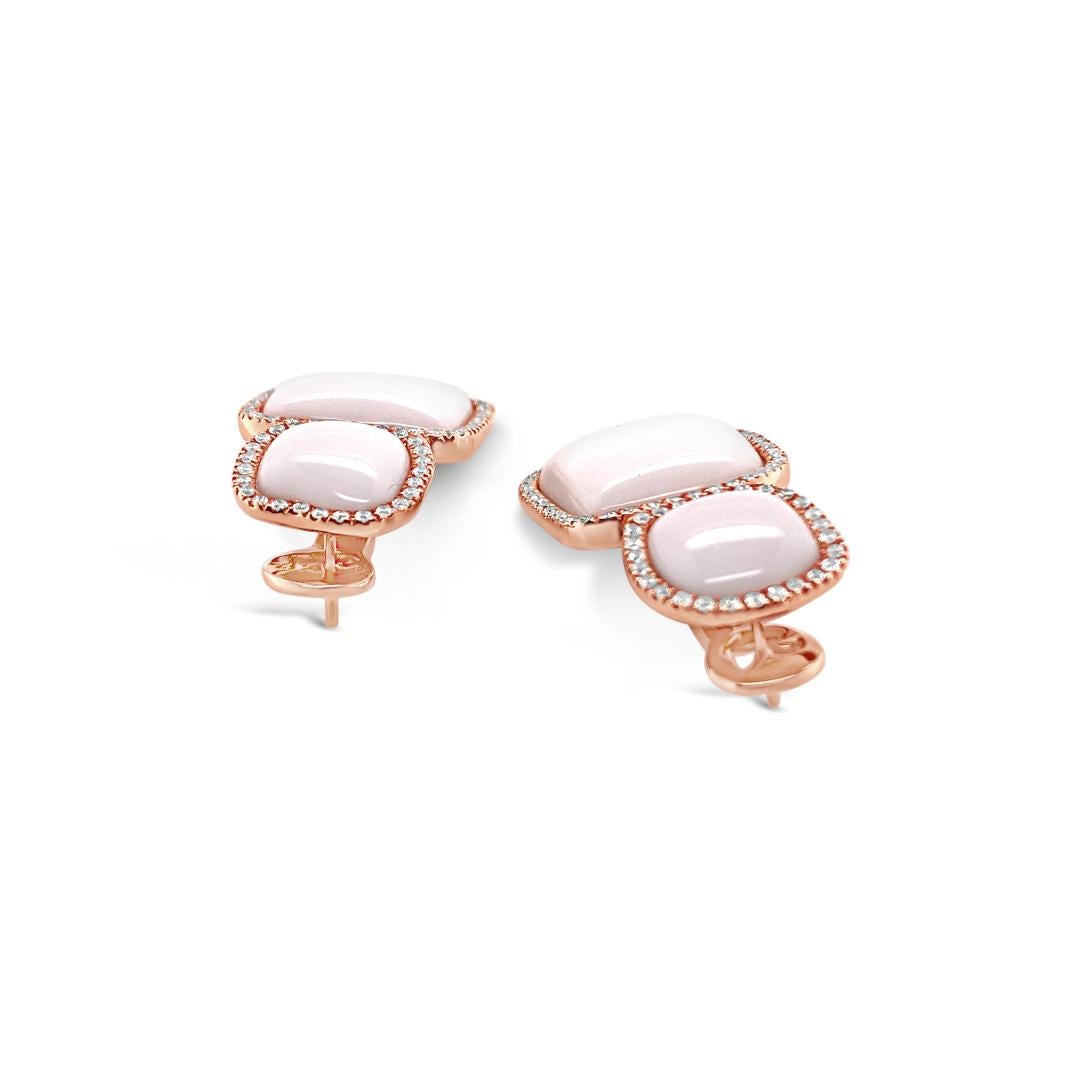 Brilliant Cut Chantecler Enchanté Kogolong and Diamond 18 Karat Rose Gold Drop Earrings