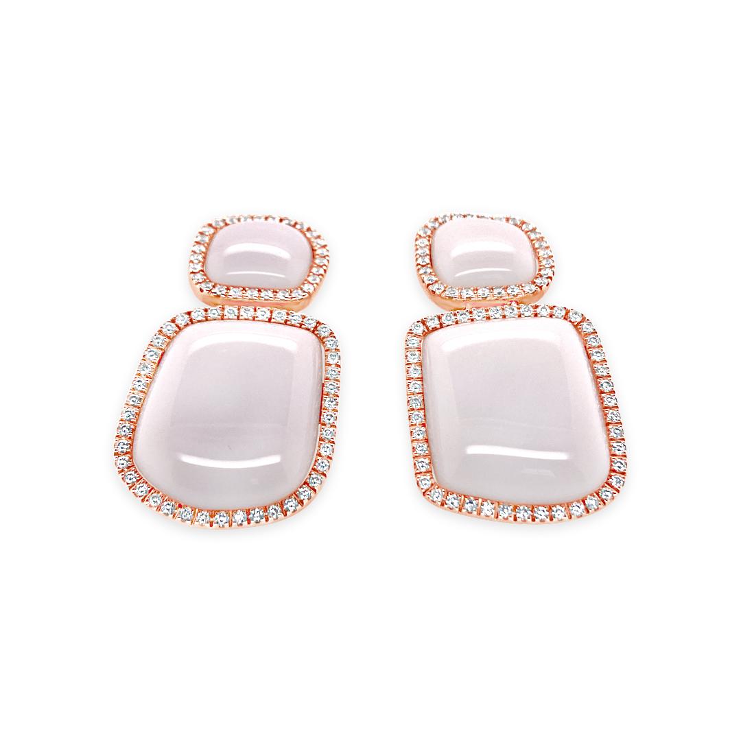 Chantecler Enchanté Kogolong and Diamond 18 Karat Rose Gold Drop Earrings In New Condition In Palm Beach, FL
