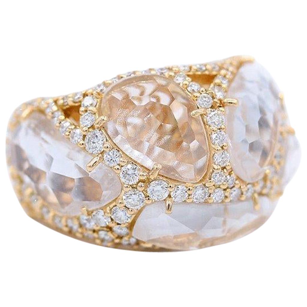 Chantecler Enchanted 18 Karat Rose and Crystal Ring