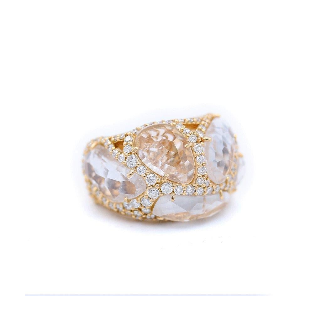 Chantecler Enchanted 18 Karat Rose and Crystal Ring In New Condition In Princeton, NJ