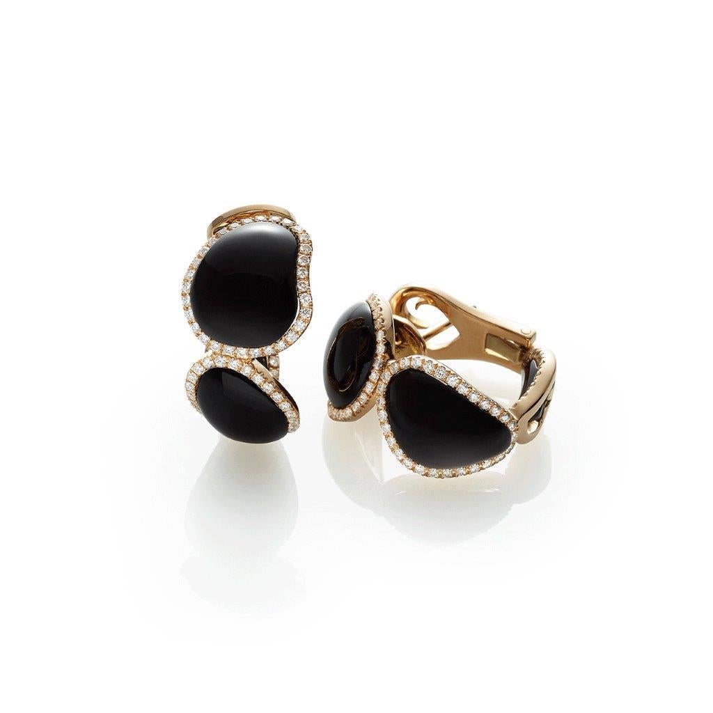 Enchanted earrings in 18k rose gold with black onyx gemstones and diamonds. Made in Italy by Chantecler.