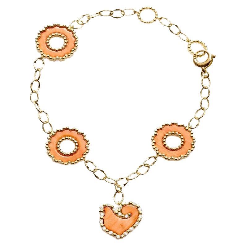 Chantecler gold and coral and diamonds Anima 70 bracelet 