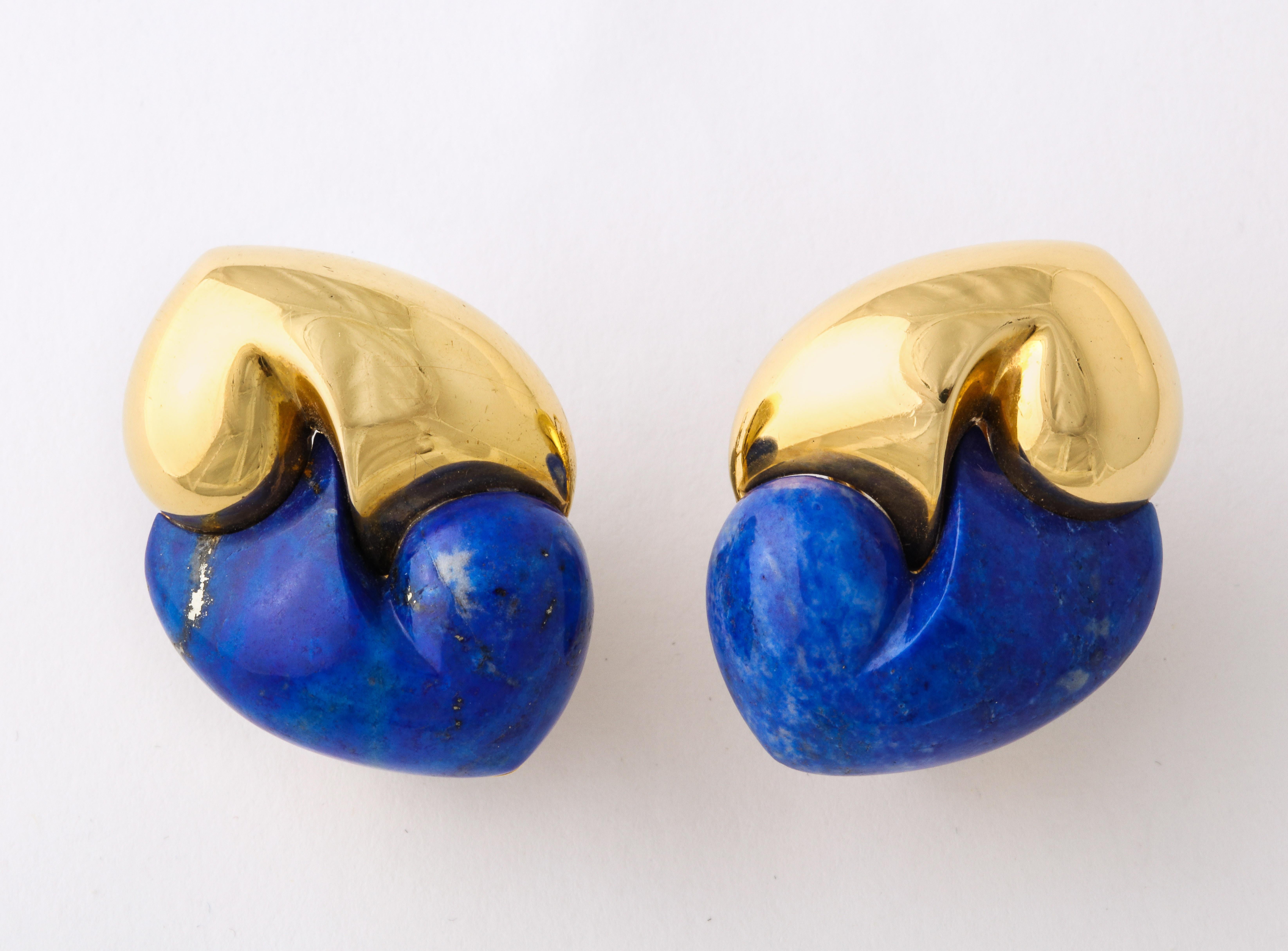 Chantecler Lapis Lazuli Gold Ear Clips For Sale 1