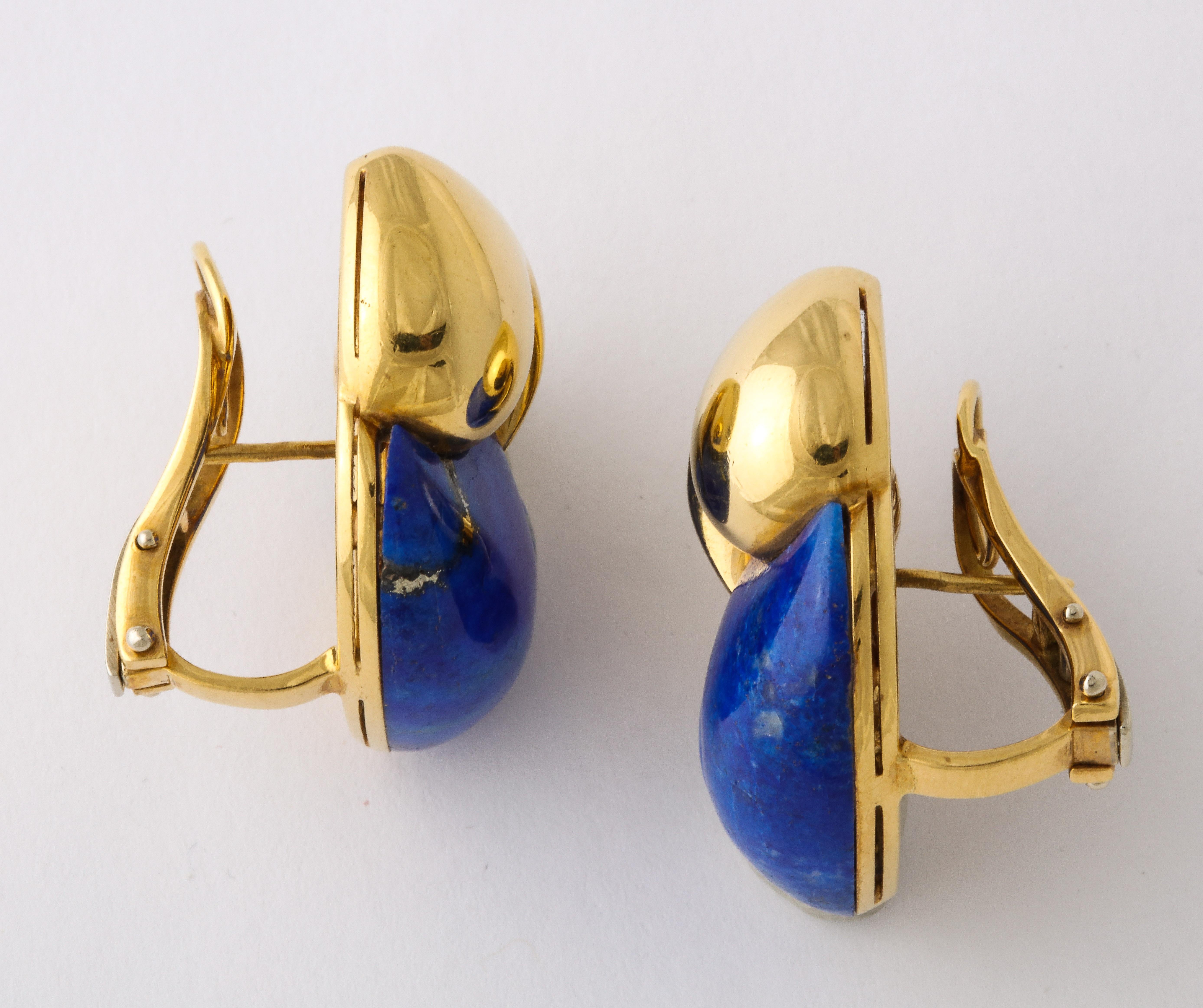 Chantecler Lapis Lazuli Gold Ear Clips For Sale 4