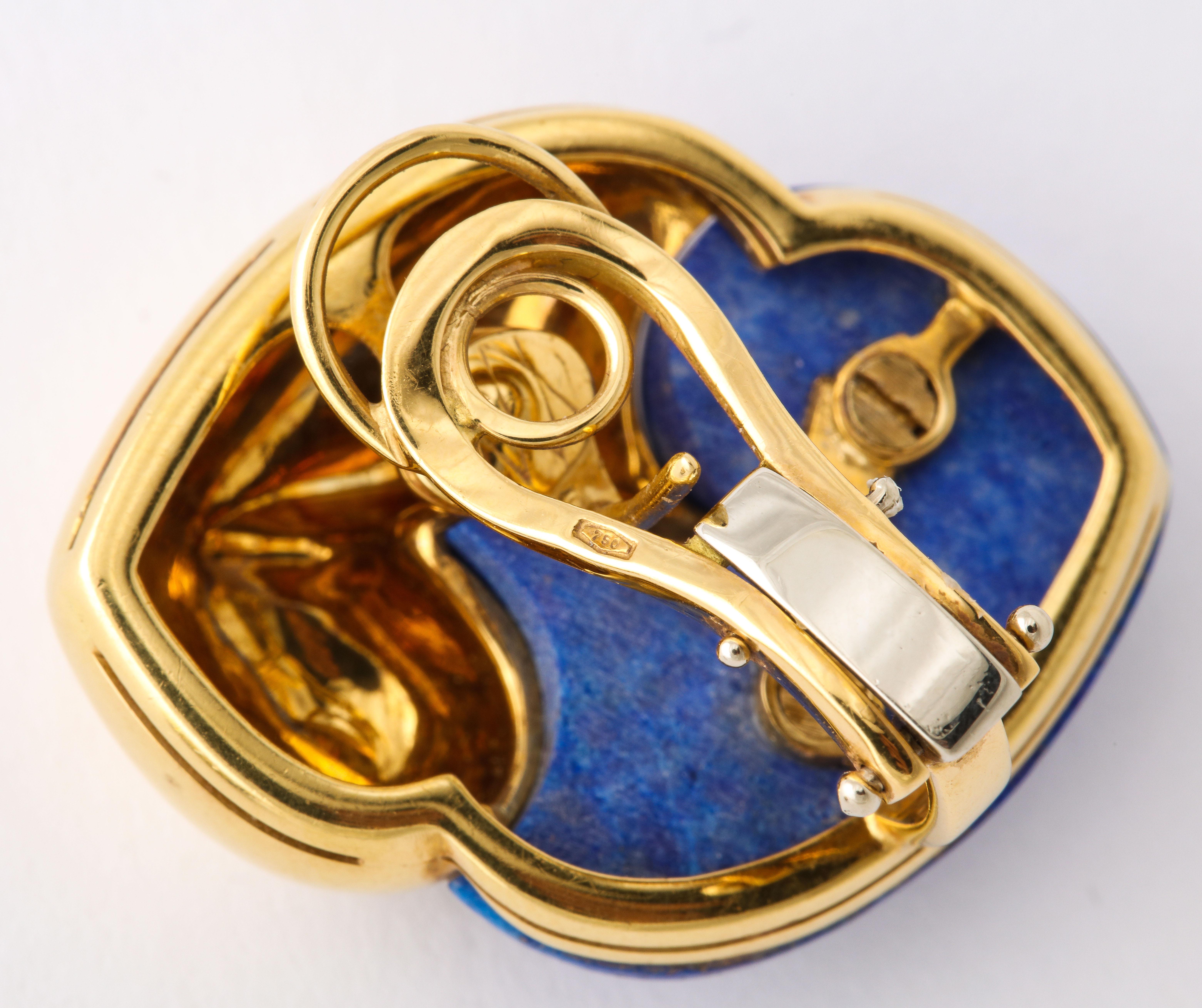Chantecler Lapis Lazuli Gold Ear Clips For Sale 5