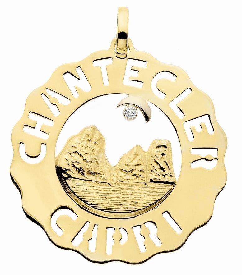 Chantecler Logo 18 Karat Gold Faraglioni Pendant In New Condition In Princeton, NJ