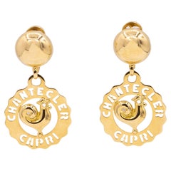 Boucles d'oreilles coq avec logo Chantecler, en exclusivité chez Hamilton Jewelers