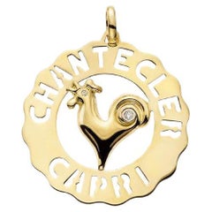 Chantecler Pendentif coq en or jaune 18 carats avec logo et logo