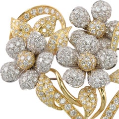Chantecler of Capri, 18ct Yellow and White, Gold Diamond Flower Brooch