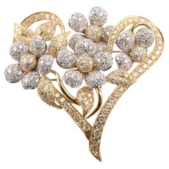 Broche Chantecler of Capri, fleur en or jaune et blanc 18 carats et diamants