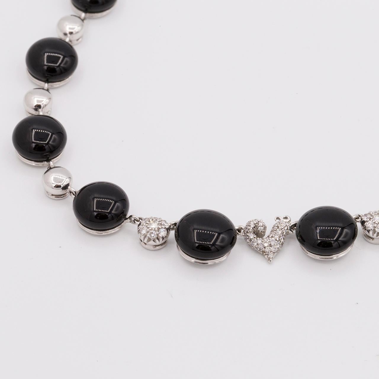 black onyx necklace with diamonds